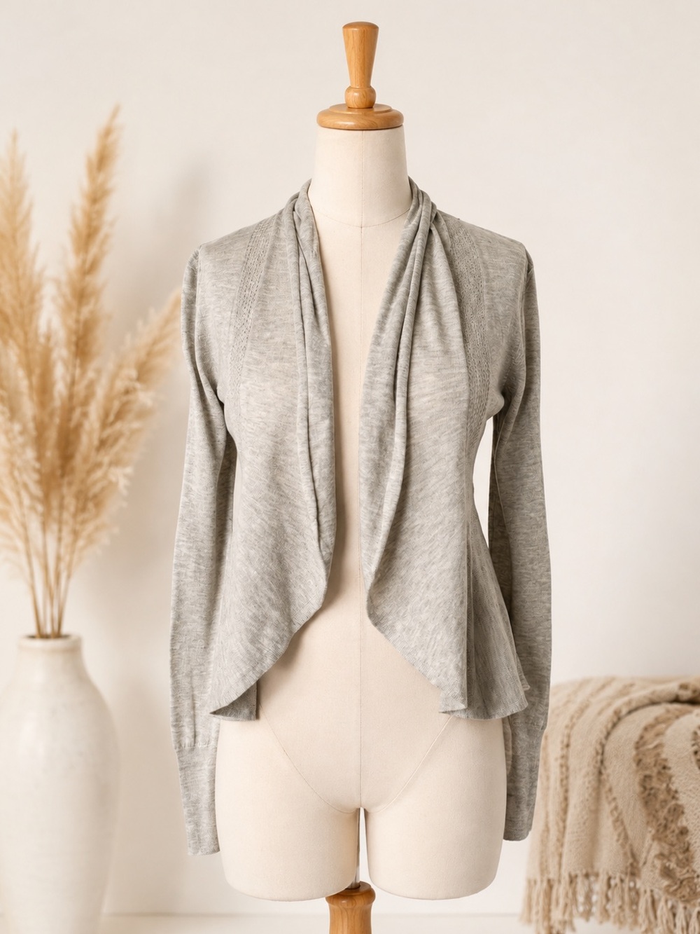 Angel of the North Anthropologie Draped Cardigan XXSP Cotton Silk Blend Gray